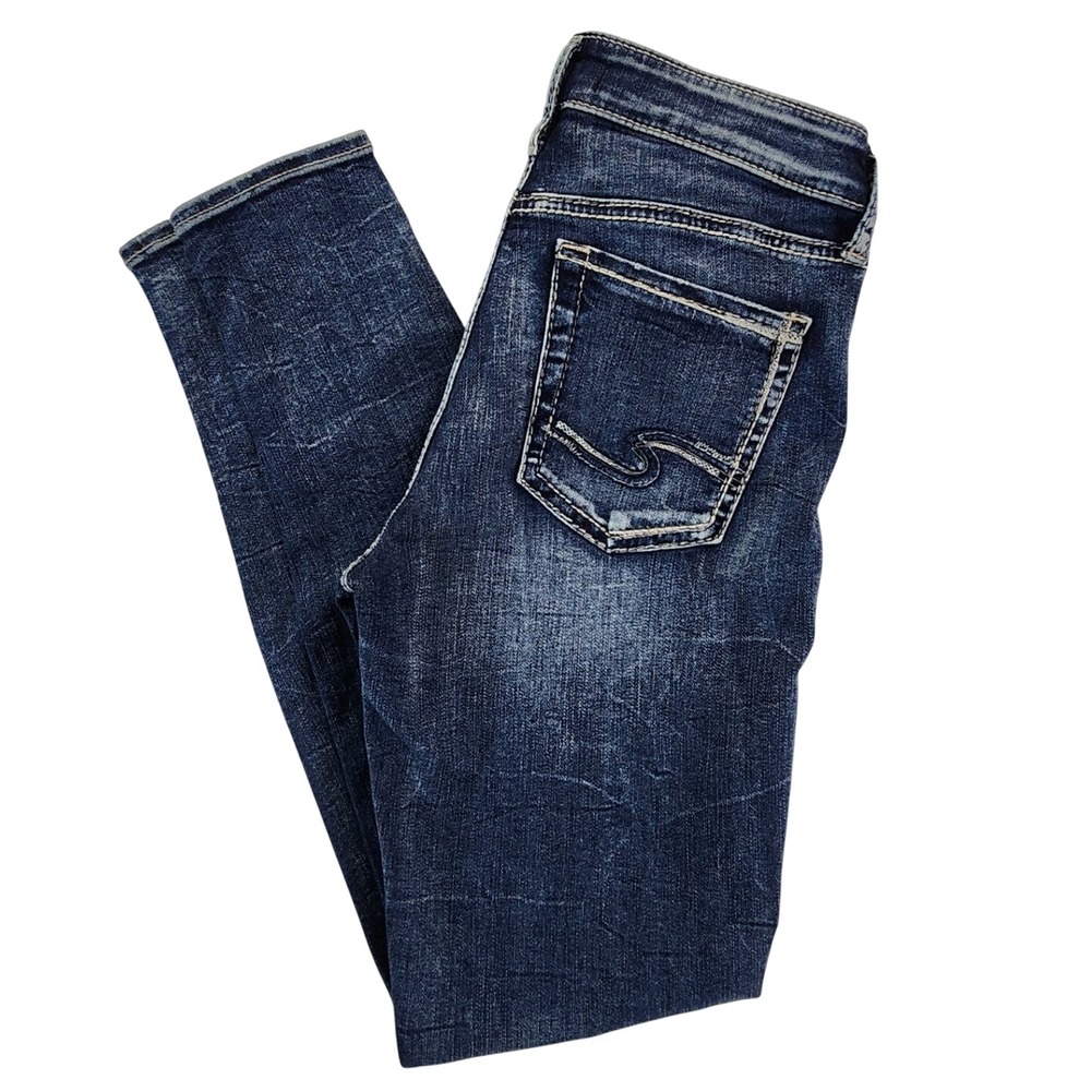 Silver Jeans Co Womens 28x29 Blue Avery Skinny High Rise Dark Wash Western Denim